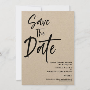 Convite Script minimalista Kraft Salve a data