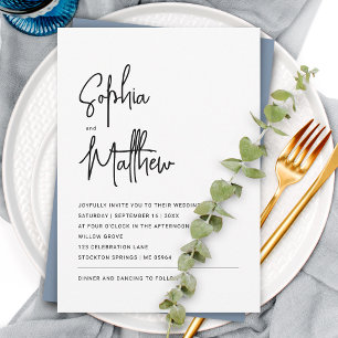 Convite Script Minimalista Moderna   Casamento