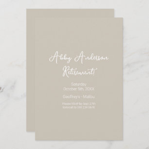 Convite Script Minimalista Moderno   Aposentação Beige