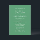 Convite Script Minimalista Moderno Bat Mitzvah Kelly Green<br><div class="desc">Script Minimalista Personalizado Kelly Green Modern Bat Mitzvah Convite</div>