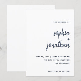 Convite Script Minimalista Moderno | Casamento branco e Ma