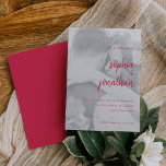 Convite Script Minimalista Moderno | Casamento Fotográfico<br><div class="desc">Estes elegantes e minimalistas convites para o casamento apresentam uma tipografia moderna e texto limpo,  sans serif em vermelho magenta como uma sobreposição na sua foto pessoal favorita,  para uma design simples e na moda que você vai adorar.</div>