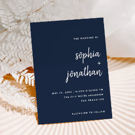 Convite Script Minimalista Moderno | Casamento Marinho Azu