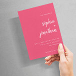 Convite Script Minimalista Moderno | Casamento Vermelho Ma<br><div class="desc">Estes elegantes e minimalistas convites de casamento apresentam tipografia branca moderna e texto limpo,  sans serif para um simples e na moda magenta design vermelho que você vai amar.</div>