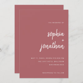 Convite Script Minimalista Moderno Terra Rosa | Casamento