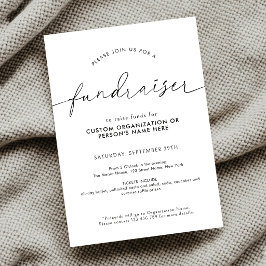 Convite Script Minimalista para Campanha de Caridade Preto