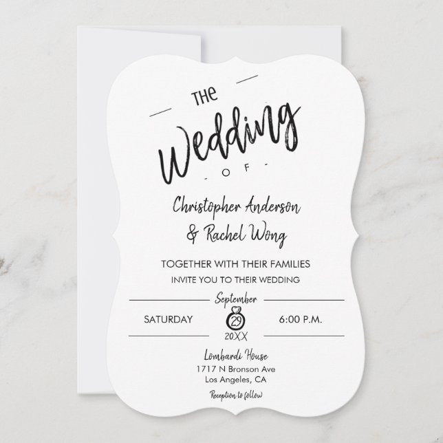 Convite Script Minimalista Personalizado O Casamento de Co (Frente)