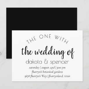 Convite Script minimalista   Preto com Casamento de