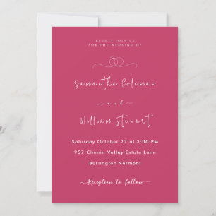 Convite Script minimalista rosa a quente   Casamento Moder
