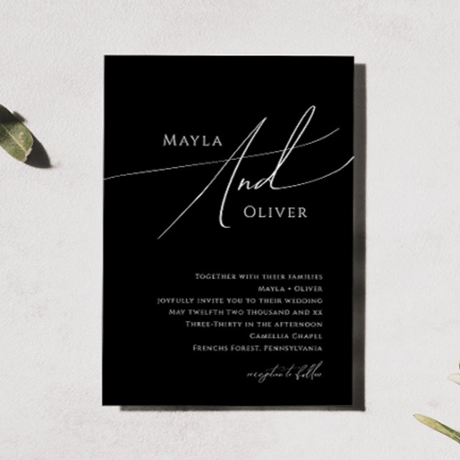 Convite Script Minimalista Whimsical | Casamento Negro (Criador carregado)