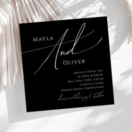 Convite Script Minimalista Whimsical | Casamento Preto Qua