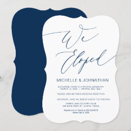 Convite Script Moderno, Azul Marinho, Casamento Furtivo