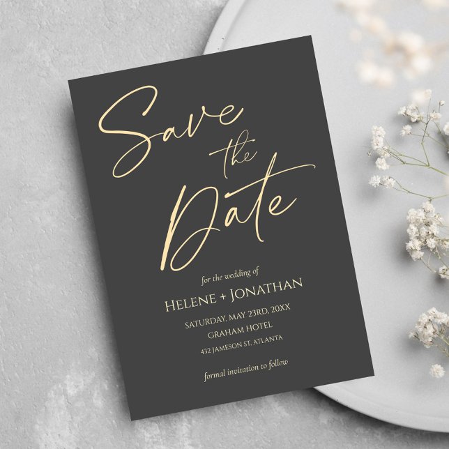 Convite Script Moderno Casamento Elegante Salvar A Data (Script Modern Elegant Wedding Save The Date Invitation)