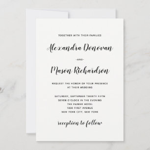Convite Script Moderno  Casamento preto e branco minimalis