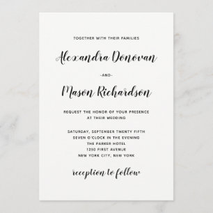 Convite Script Moderno  Casamento preto e branco minimalis