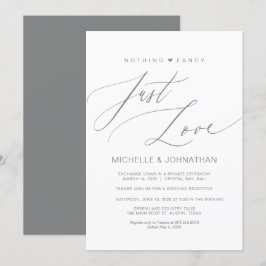 Convite Script Moderno, Cinza, Recepção de Casamento às Es