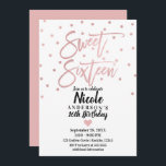 Convite Script Moderno Cor-de-Rosa-Dourado 16 Sweet<br><div class="desc">Convite personalizado</div>