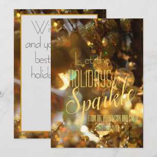 Convite Script Moderno do Sparkle Dourado Natal