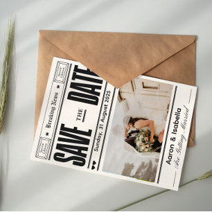 Convite Script Moderno Elegante Foto de Casamento Save The