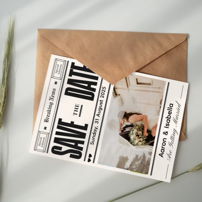 Convite Script Moderno Elegante Foto de Casamento Save The (Criador carregado)