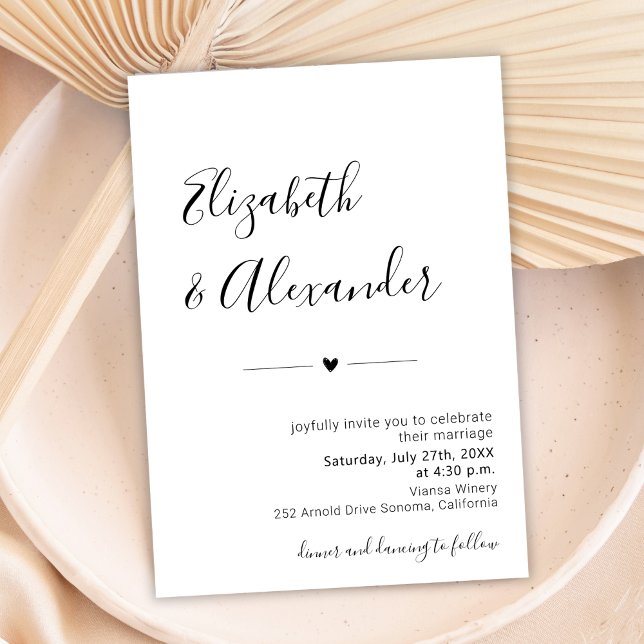 Convite Script Moderno Mínimo Tudo em Um Casamento de Códi (Criador carregado)