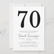 Script Moderno Preto Branco Aniversário de 70 anos