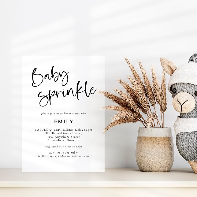 Convite Script Moderno Qualquer Chá de Sprinkkle de Bebê C (Criador carregado)