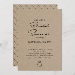 Convite Script Moderno Russo Kraft Com Chá de panela Anel