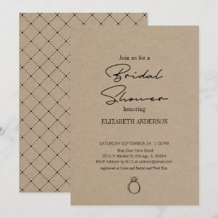 Convite Script Moderno Rustic Kraft Com Chá de panela Ane