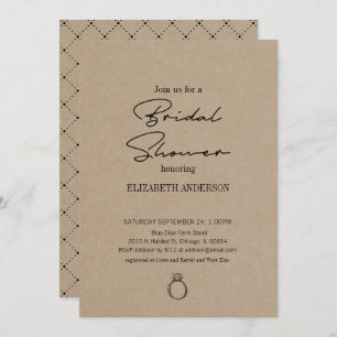 Convite Script Moderno Rustic Kraft Com Chá de panela Anel