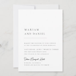 Convite Script Moderno Simples Caligrafia Casamento Branco