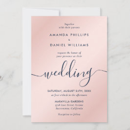 Convite Script Moderno Simples de Marinho Elegante Azul e