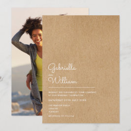 Convite Script Natural Simples Rústico Kraft Casamento Fot