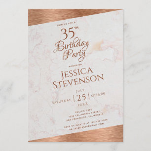 Convite Script Oblíquo Moderno de 35° aniversário do Bársa