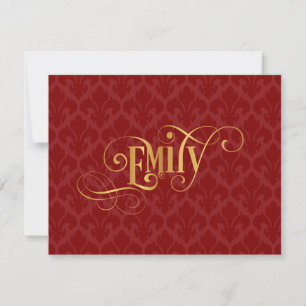 Convite Script Personalizado Emily Dourada Red Fleur-de-Li