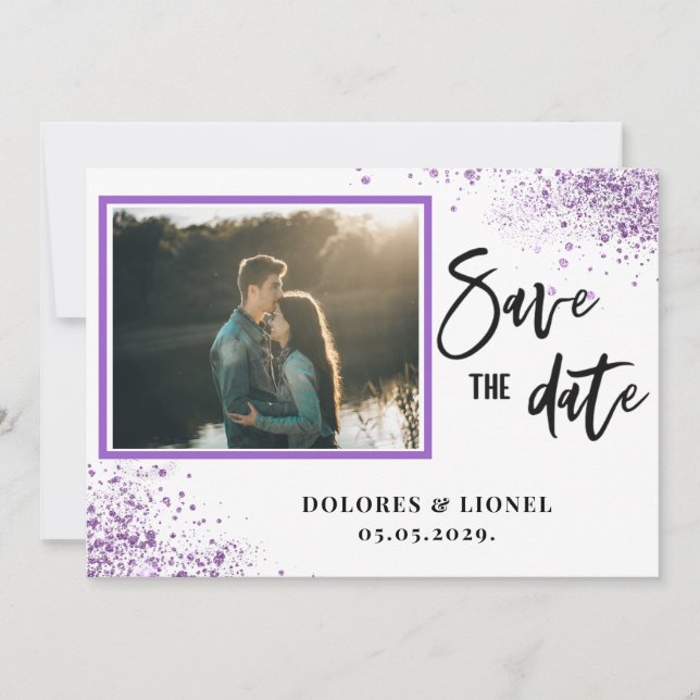 Convite Script Photo Minimalist Save the date Invitation (Frente)