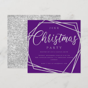 Convite Script Prata Roxo Festa de Natal