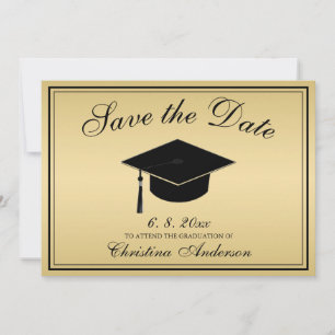 Convite Script preto Dourado de gradação Salve a data