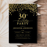 Convite Script Preto E Dourado Trinta aniversário de 30 an<br><div class="desc">Faça a palco de uma celebração elegante com um Convite de Aniversário para Script Negro e Dourado! Apresentando um roteiro de ouro luxuoso sobre um fundo preto elegante, esse design expele sofisticação e charme de eterno. Perfeito para aniversários de marco ou qualquer evento de na moda, combina facilmente elegância clássica...</div>