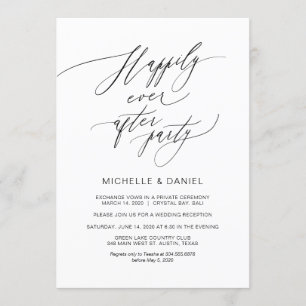Convite Script Preto Romântico, Casamento às Pressas