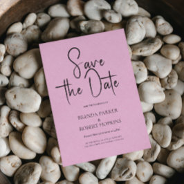 Convite Script Preto Simples Da Linen Da rosa claro Salvar