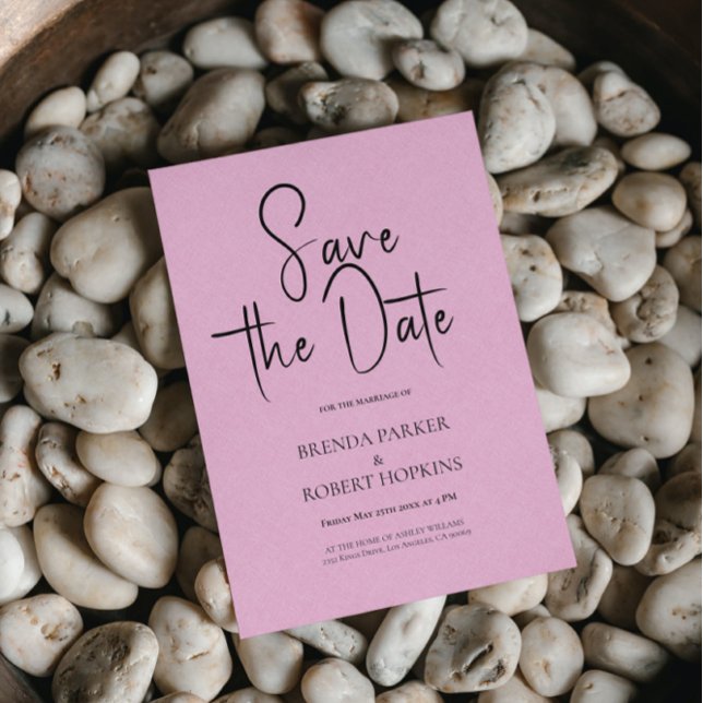 Convite Script Preto Simples Da Linen Da rosa claro Salvar (Criador carregado)