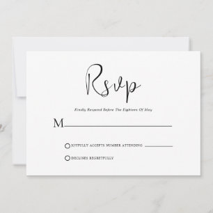 Convite Script Preto Whimsical Na Placa RSVP Branca