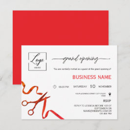 Convite Script Red Ribbon Cutting Grand Opening Invitation