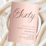 Convite script rosa gold simples 60º aniversário<br><div class="desc">Um convite moderno e na moda para uma 60ª festa de aniversário. fundo de gradiente rosa dourado e a palavra Cinquenta escrita com letras elegantes de letras grandes em ouro rosa escuro. Personalize e adicione um nome e detalhes da parte.</div>