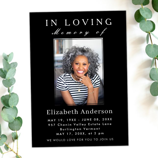Convite Script Simples de Fotografia Funeral Minimalista M (Criador carregado)