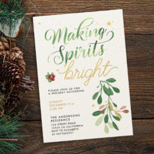 Convite Script Simples de Mistura de Natal Verde com Aquar