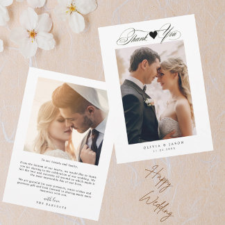 Convite Script Simples Minimalista com Coração Foto de Cas