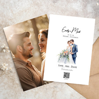 Convite Script simples minimalista Foto Salvar data