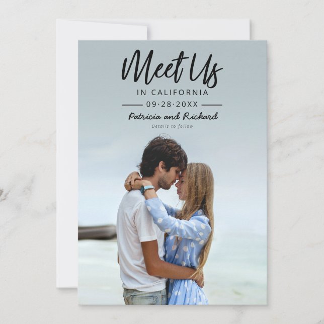 Convite Script Simples Nos Encontra Na Foto De Data De Sal (Frente)